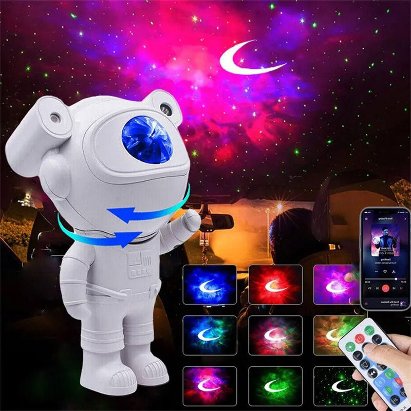 Astronauta Luminária Projetor com Som Bluetooth e Controle - QmaraShop