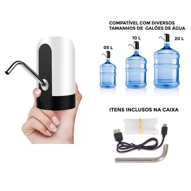 Bomba Para Galão Água Elétrica Torneira Filtro USB - QmaraShop