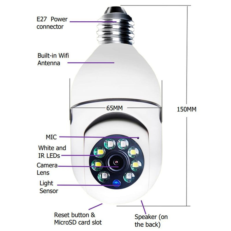 Câmera de Visão Noturna Panorâmica Rotativa 360 Wifi - QmaraShop