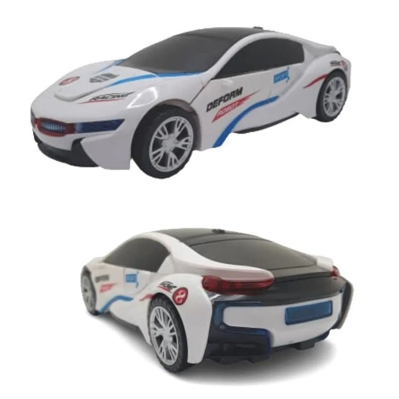 Carro Vira Robo c/ Som Luz Carrinho Bmw Brinquedo Branco - QmaraShop