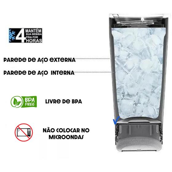 Copo Térmico Tipo Stanley com Caixa de Som Bluetooth - Sem Estampa - QmaraShop