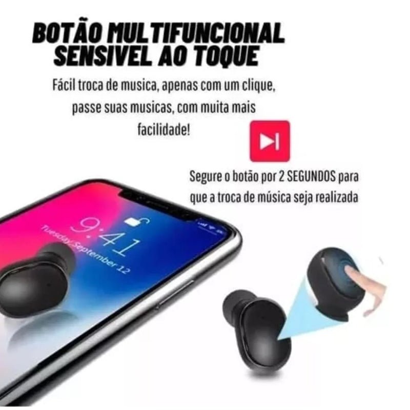 Fone de Ouvido Sem Fio TWS Bluetooth 5.0 - Cor Preto - QmaraShop