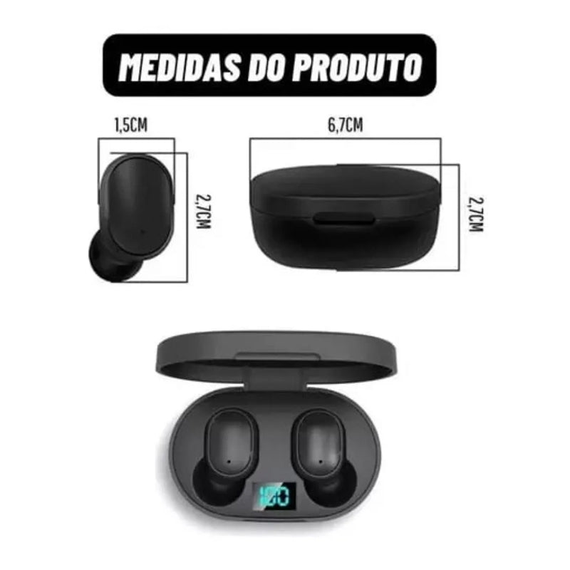 Fone de Ouvido Sem Fio TWS Bluetooth 5.0 - Cor Preto - QmaraShop