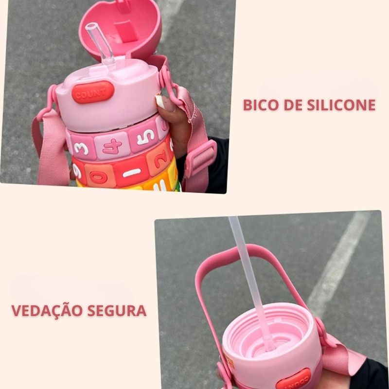 Garrafa Térmica Infantil Educativa Tabuada Números - 430 ML - QmaraShop