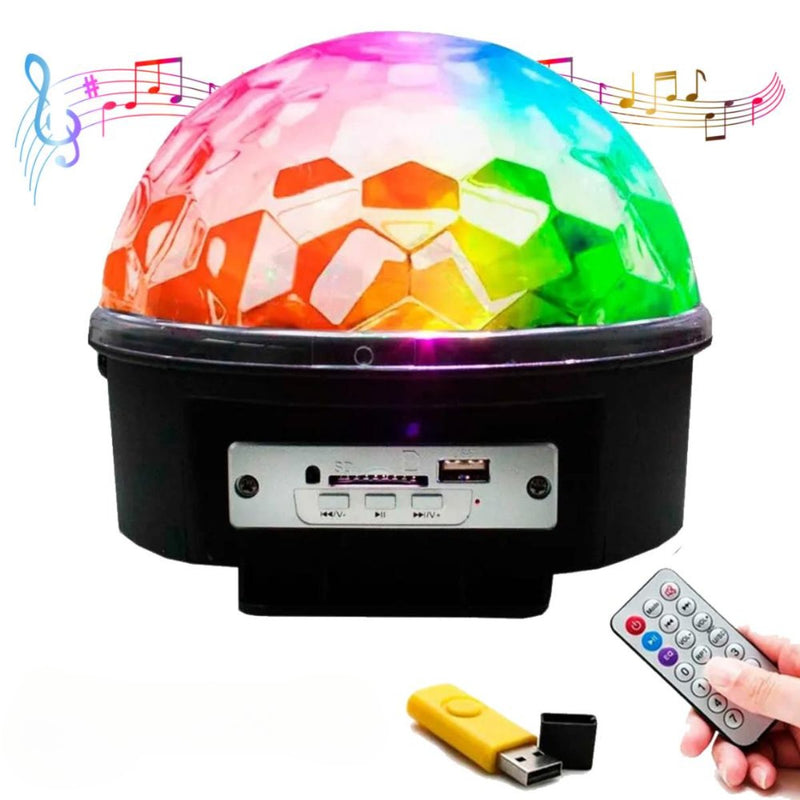 Globo Bola Maluca Led Magic Cristal Rgb Bt Som MP3 Pen Drive - QmaraShop