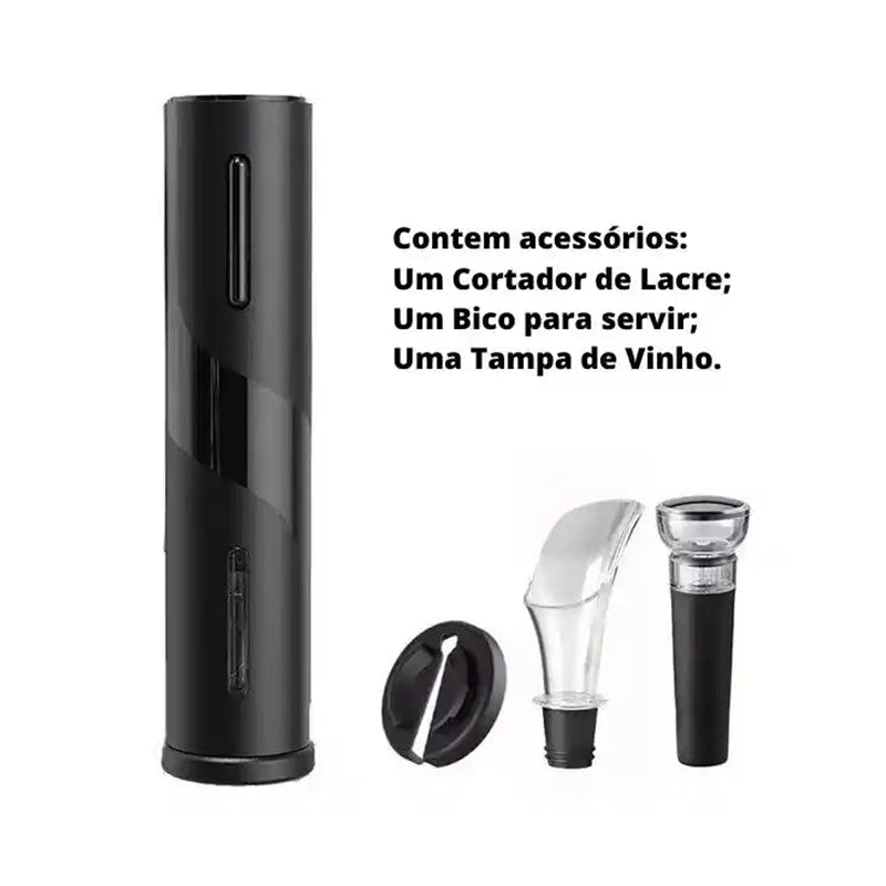 Kit Abridor de Vinhos Saca Rolhas Elétrico Automático - QmaraShop