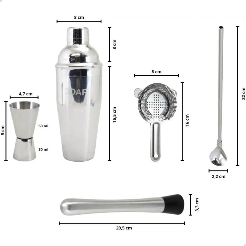 Kit Coqueteleira Aço Inox Bartender 04 Peças Drinks Coquetéis - QmaraShop