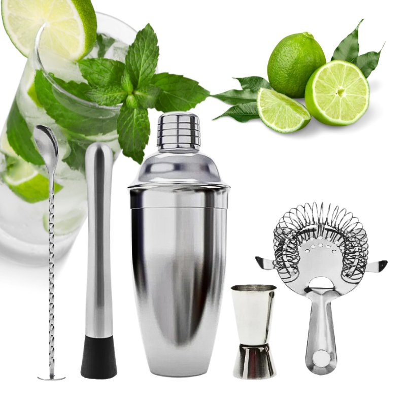 Kit Coqueteleira Aço Inox Bartender 04 Peças Drinks Coquetéis - QmaraShop