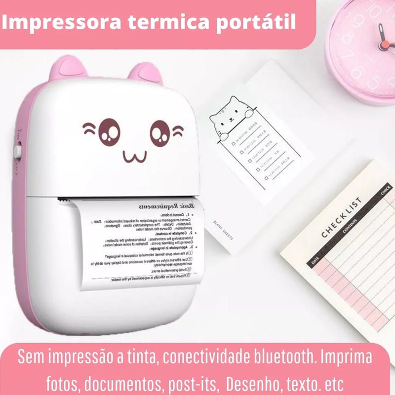 Mini Impressora Térmica Portátil Sem Fio BT 200 DPI - QmaraShop