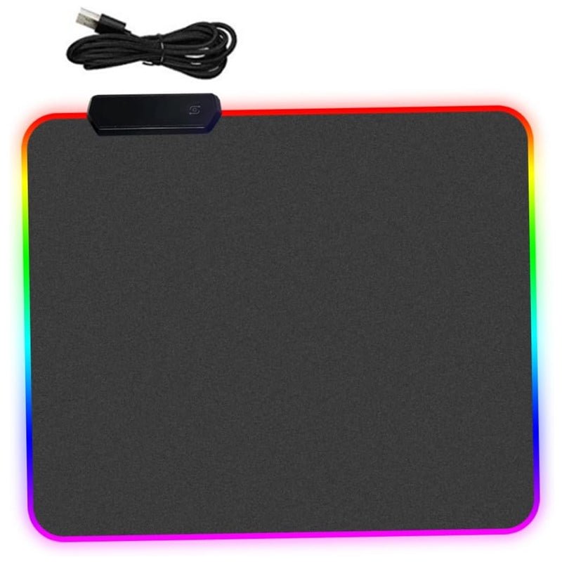 Mouse Pad Gamer Com Borda Iluminada LED RGB 7 Cores - 25cm x 35cm - QmaraShop