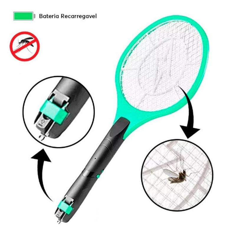 Raquete Elétrica Elimina Mosquito Pernilongo Recarregável - QmaraShop