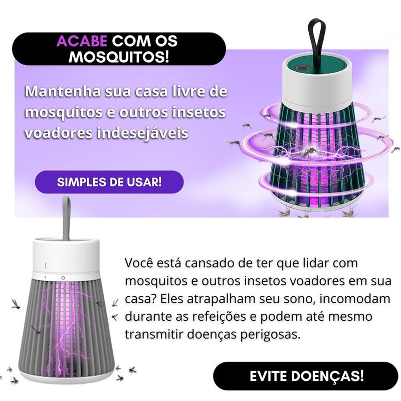 Repelente Eletrônico Armadilha Mata Pernilongo Mosca Portátil Recarregável - QmaraShop