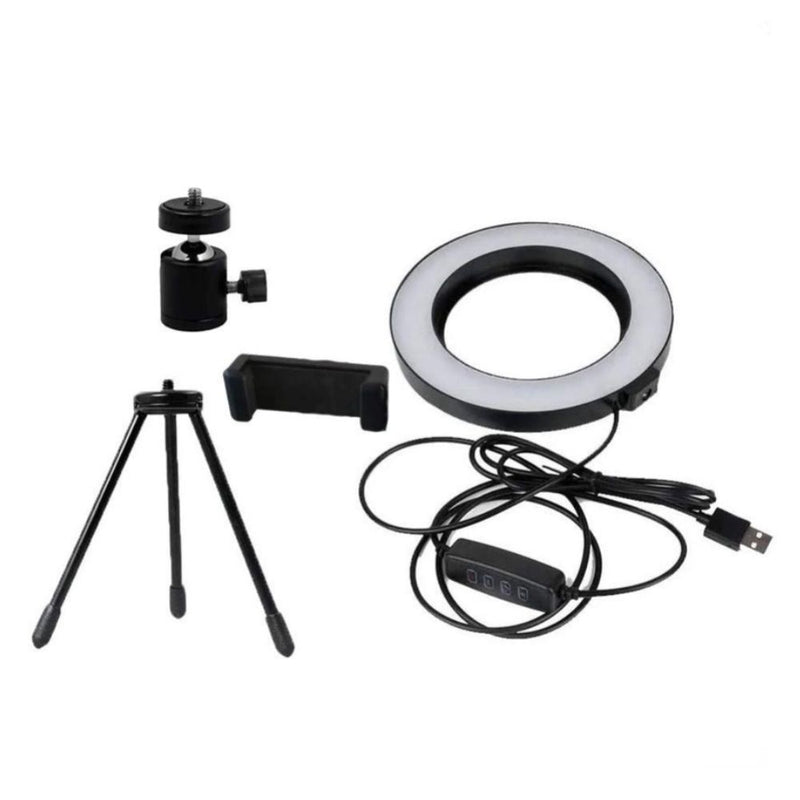 Ring Light De Mesa Iluminador Tripé 6 Polegadas C/ Suporte - QmaraShop