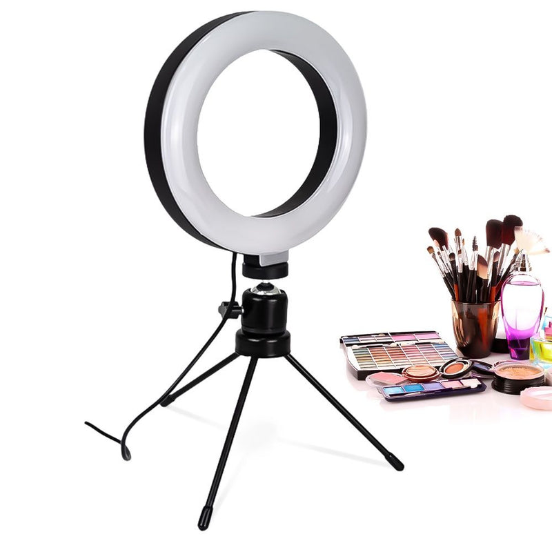 Ring Light De Mesa Iluminador Tripé 6 Polegadas C/ Suporte - QmaraShop