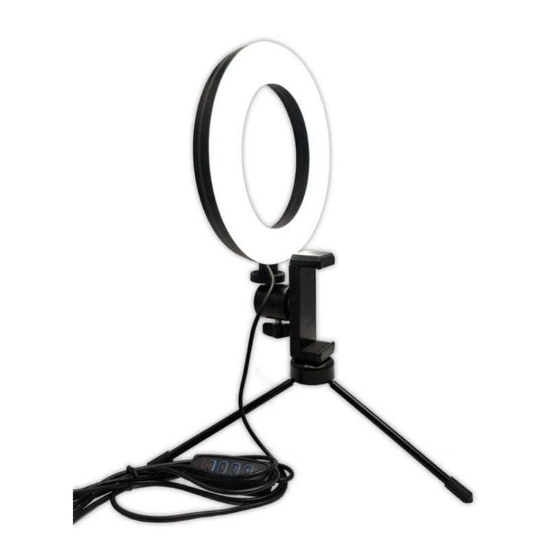 Ring Light De Mesa Iluminador Tripé 6 Polegadas C/ Suporte - QmaraShop