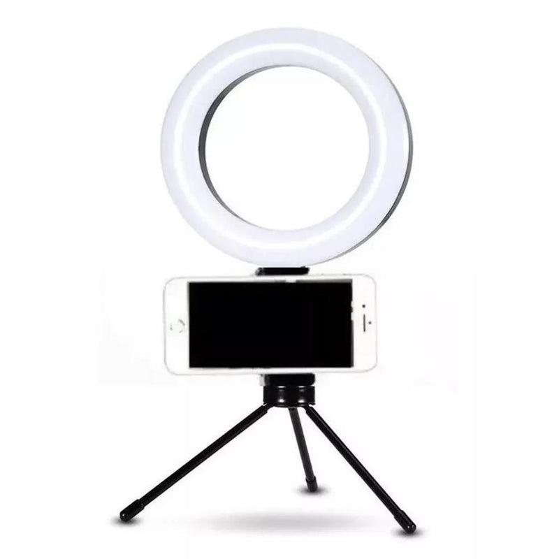 Ring Light De Mesa Iluminador Tripé 6 Polegadas C/ Suporte - QmaraShop