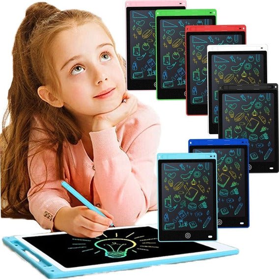 Tablet Infantil LCD Lousa Mágica Escrita Colorida Para Desenho e Estudo - 12 Polegadas - QmaraShop